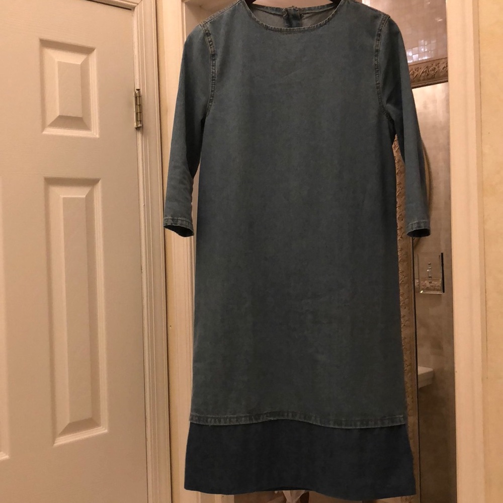 Boohoo 3/4 sleeve denim midi dress